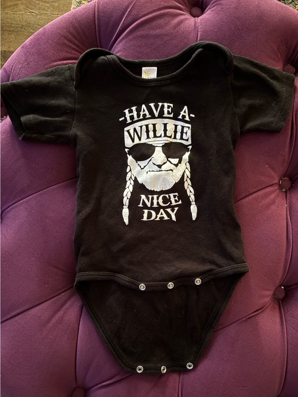 Black Graphic Baby Bodysuit - 'Have a Willie Nice Day'